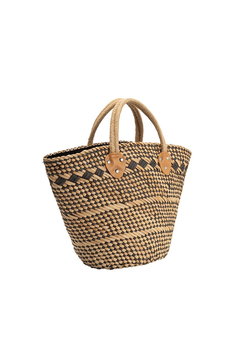 Martha Black Straw Tote Bag
