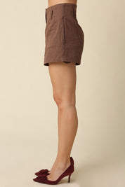 Brown Mila High-waist Tailored Shorts