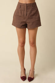 Brown Mila High-waist Tailored Shorts