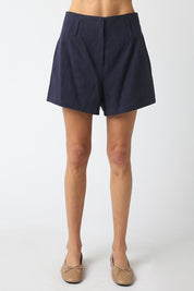 Navy Mila High-waist Tailored Shorts
