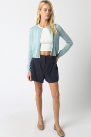 Navy Mila High-waist Tailored Shorts