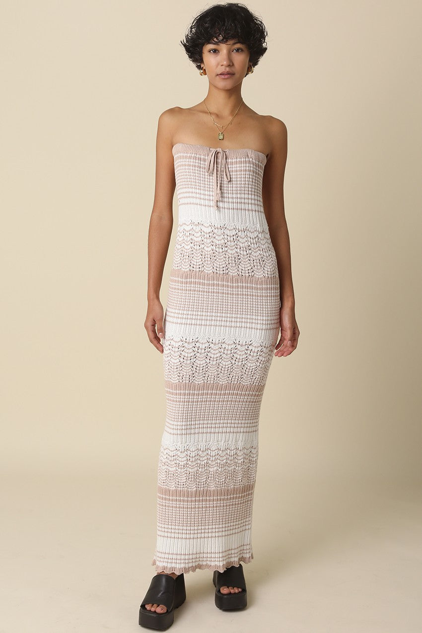 Clare Strapless Textured Knit Maxi Dress