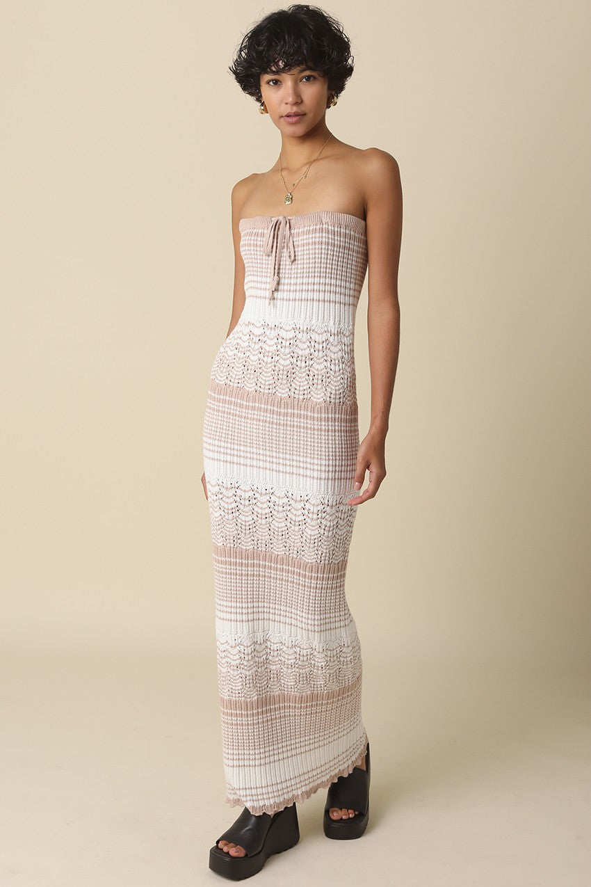 Clare Strapless Textured Knit Maxi Dress
