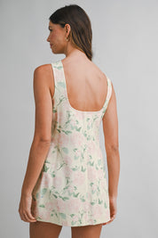 Floral Print Sleeveless Square Neckline Mini Dress