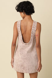 Mocha Luna Washed Open-back Mini Dress