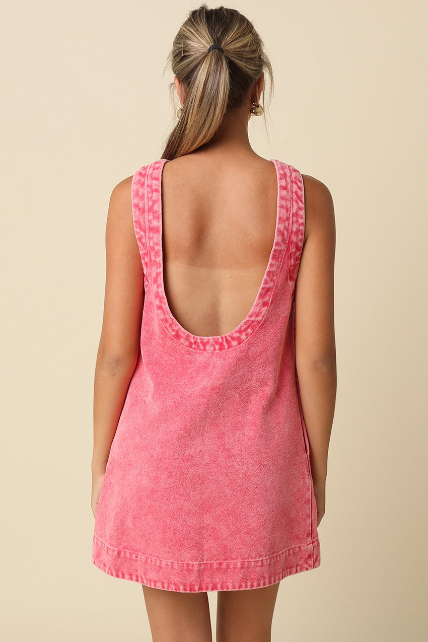 Red Luna Washed Open-back Mini Dress