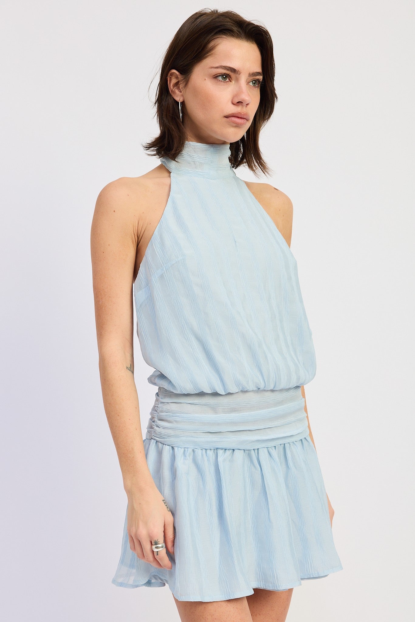 Halter Scarf Neck Mini Dress