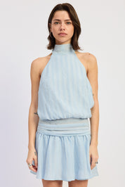 Halter Scarf Neck Mini Dress