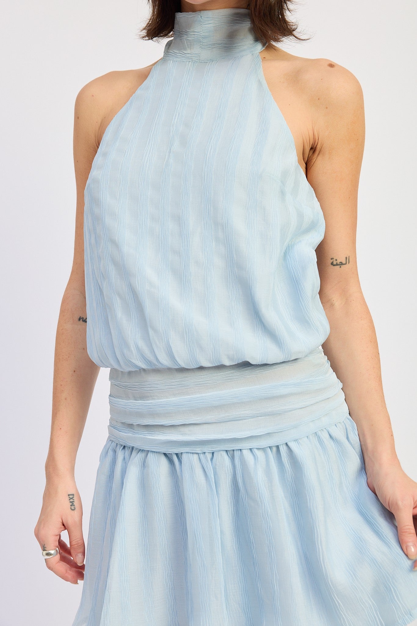Halter Scarf Neck Mini Dress