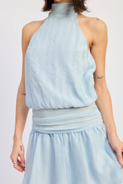 Halter Scarf Neck Mini Dress