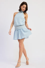 Halter Scarf Neck Mini Dress
