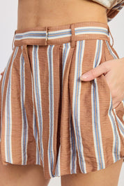 Striped Bubble Hem Shorts