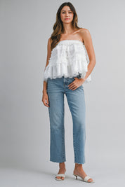 Convertible Strapless Off Shoulder Ruffle Tiered Top