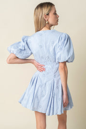Celeste Puff-sleeve Flare Mini Dress