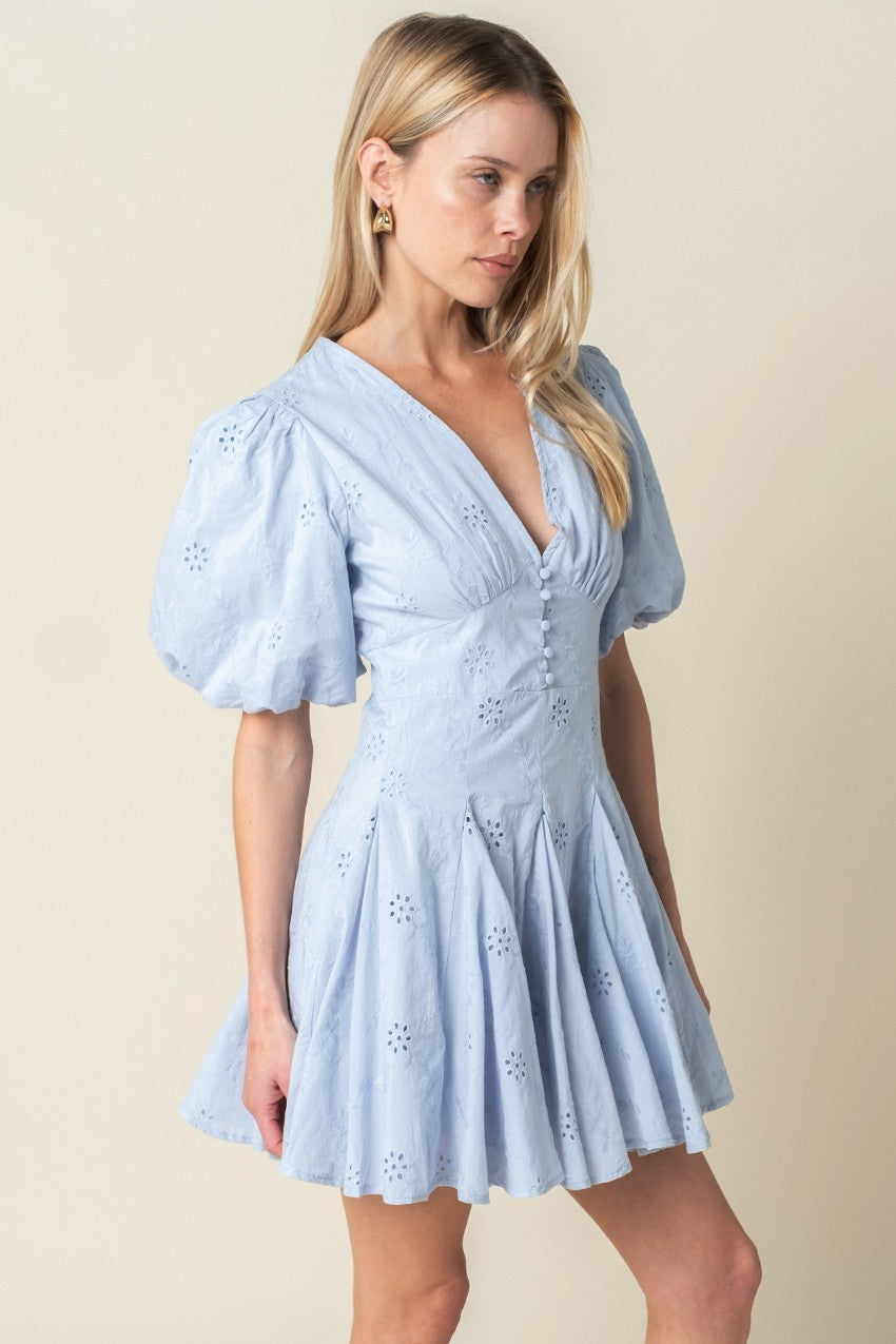 Celeste Puff-sleeve Flare Mini Dress