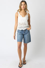 White Celestine Crochet Sleeveless Top