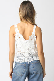 White Celestine Crochet Sleeveless Top