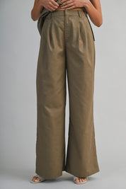 Solid Asymmetrical Side Button Detail Top And Pants Set