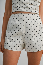 Polka Dot Halter Neck Adjustable Back Tie Top And Shorts Set