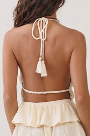 Halter Smocked Peplum Top