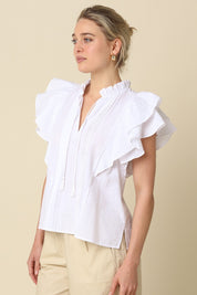 Denisse Pintuck Ruffle Blouse