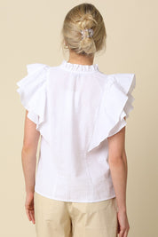Denisse Pintuck Ruffle Blouse