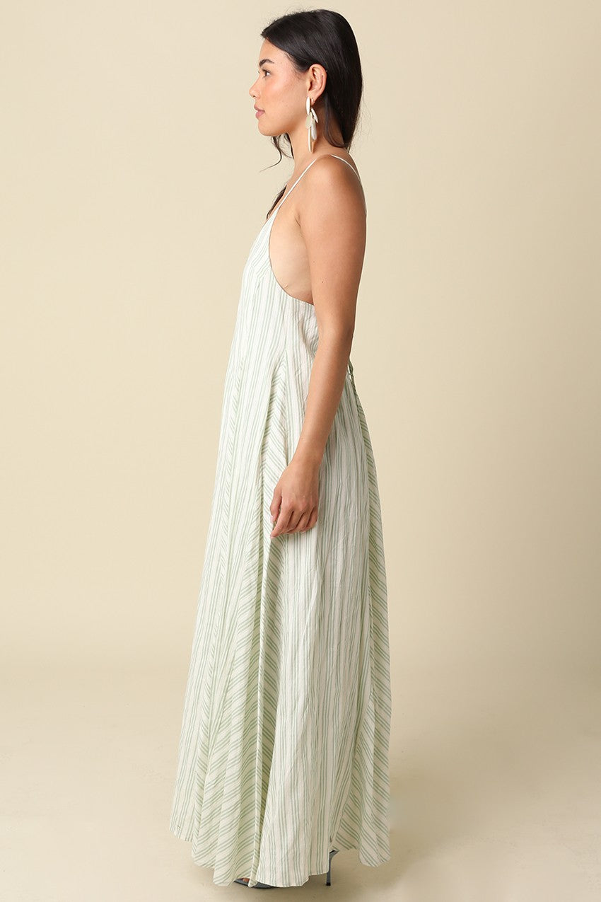 Lenna Stripe Open-back Maxi Dress
