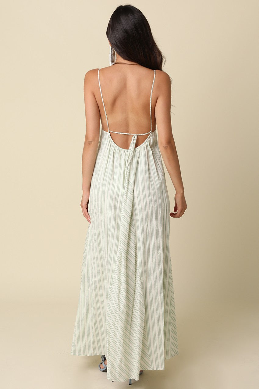 Lenna Stripe Open-back Maxi Dress