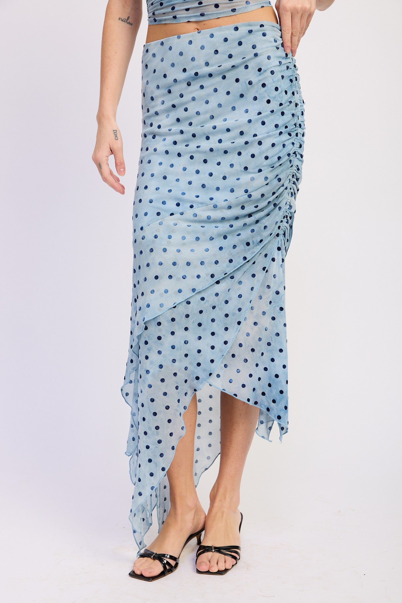 Asymmetrical Merrow Hem Midi Skirt