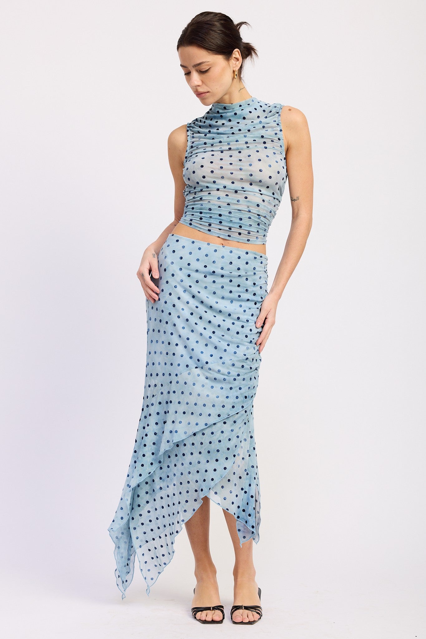 Asymmetrical Merrow Hem Midi Skirt