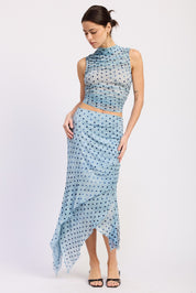 Asymmetrical Merrow Hem Midi Skirt