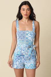 Lucy Print Tie Belted Romper