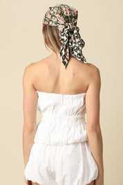 Karin Embroidered Strapless Bubble Top