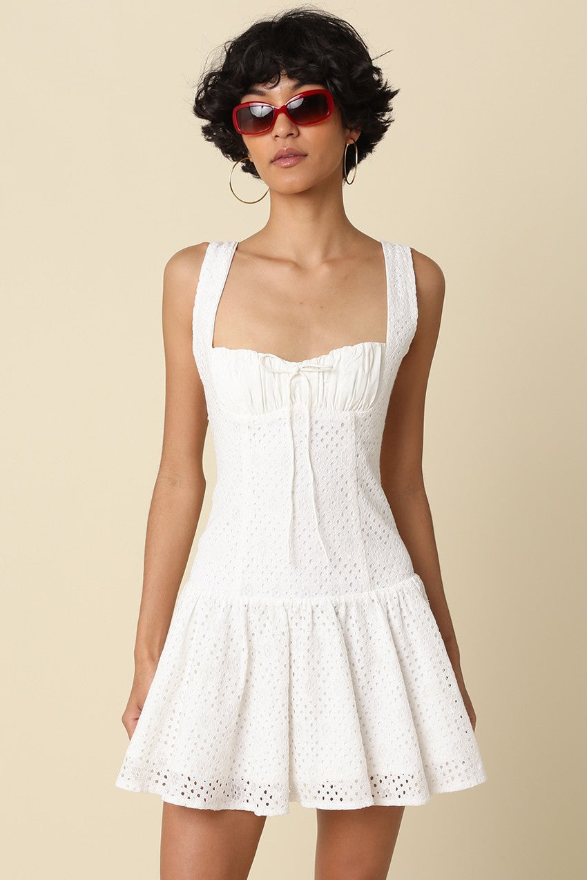 Lena Eyelet Corset Mini Dress