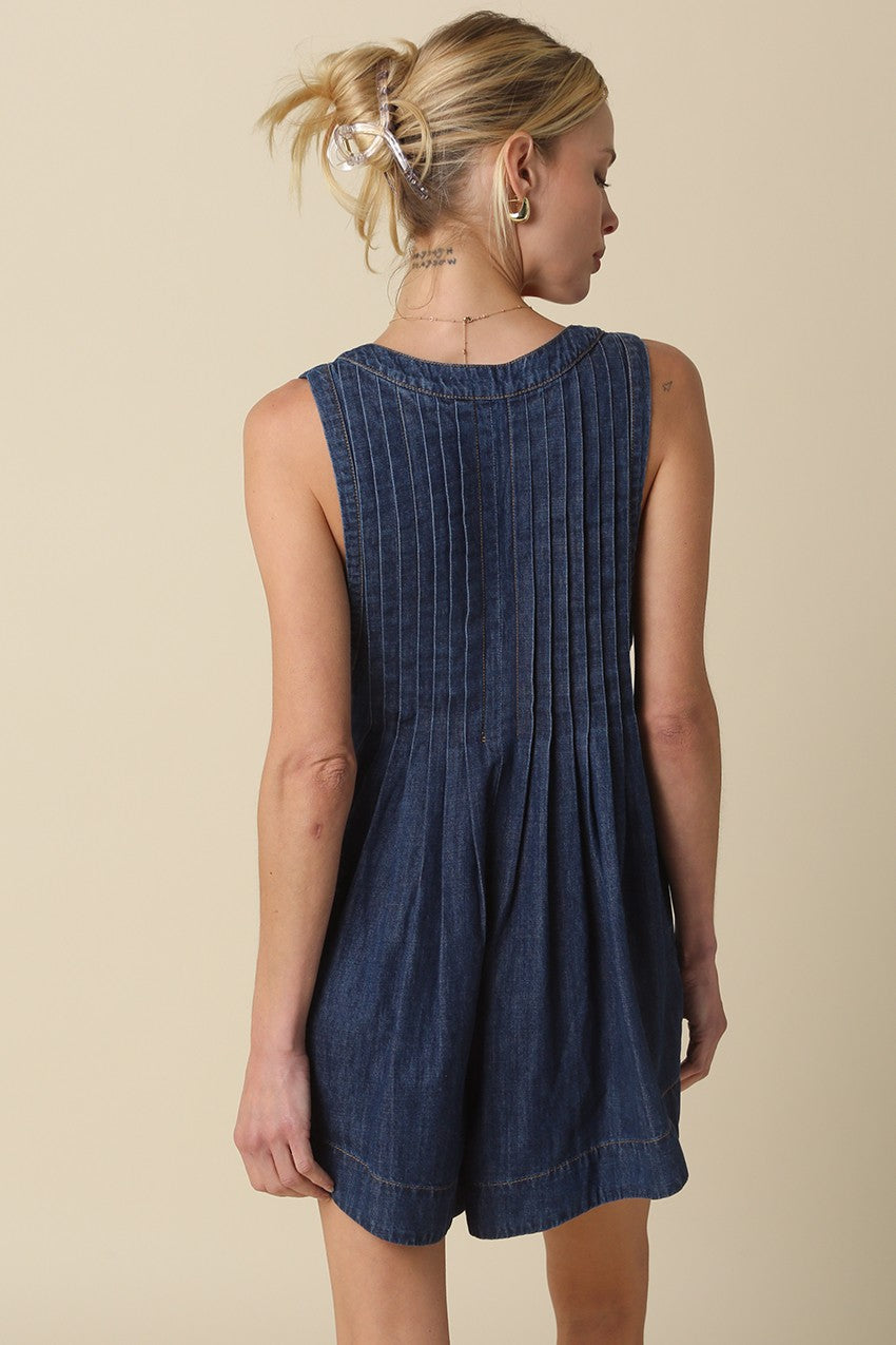 Chris Denim Tie-front Romper