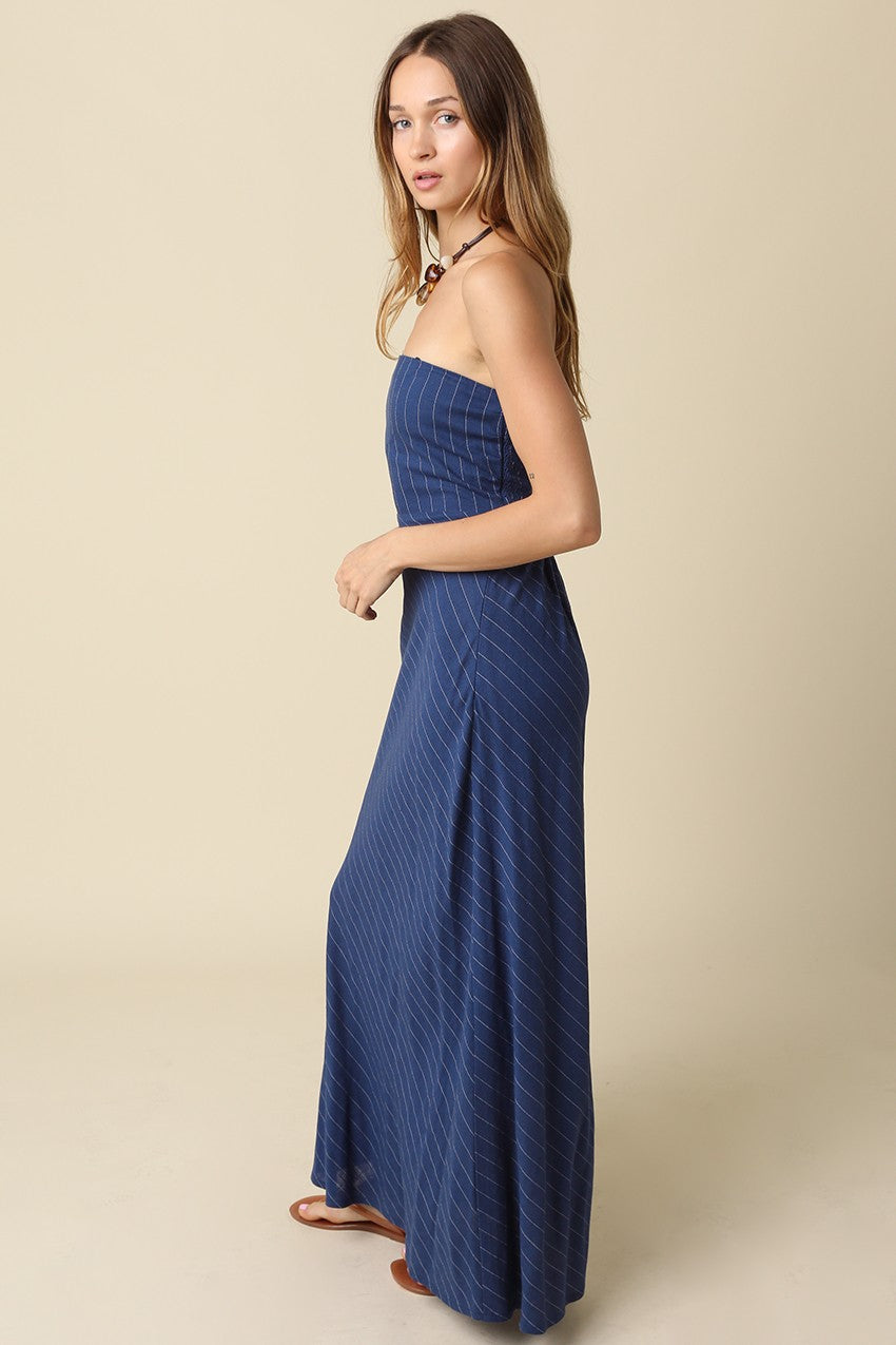 Braden Stripe Strapless Maxi Dress