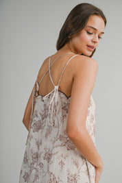 Floral Printed Scalloped Neck And Hem Detail Mini Dress