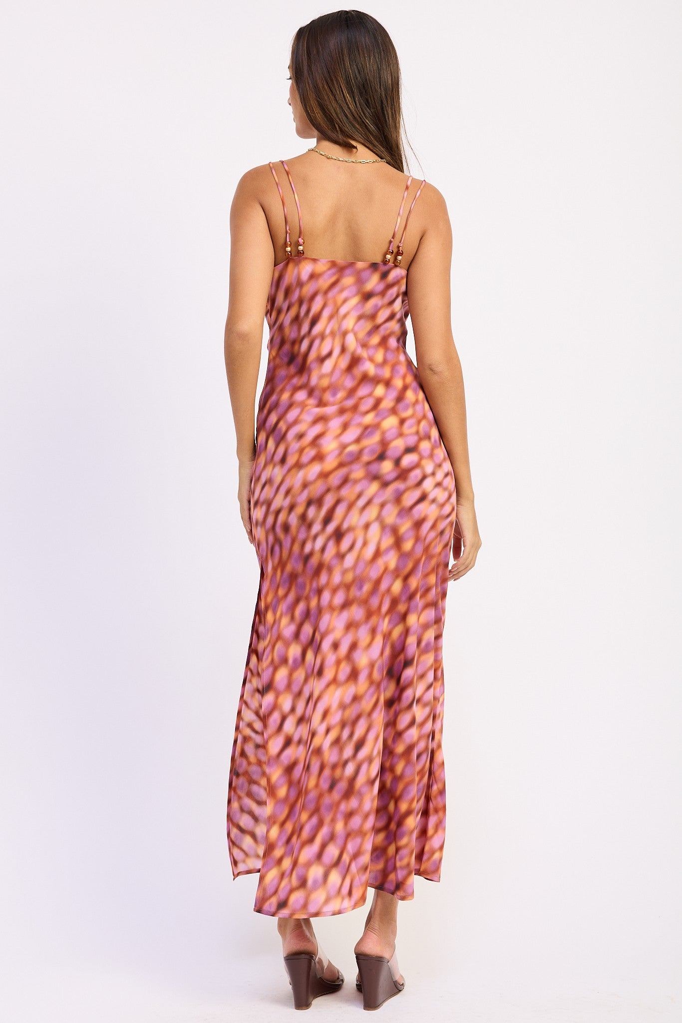 Cowl Neck Maxi Satin Dress