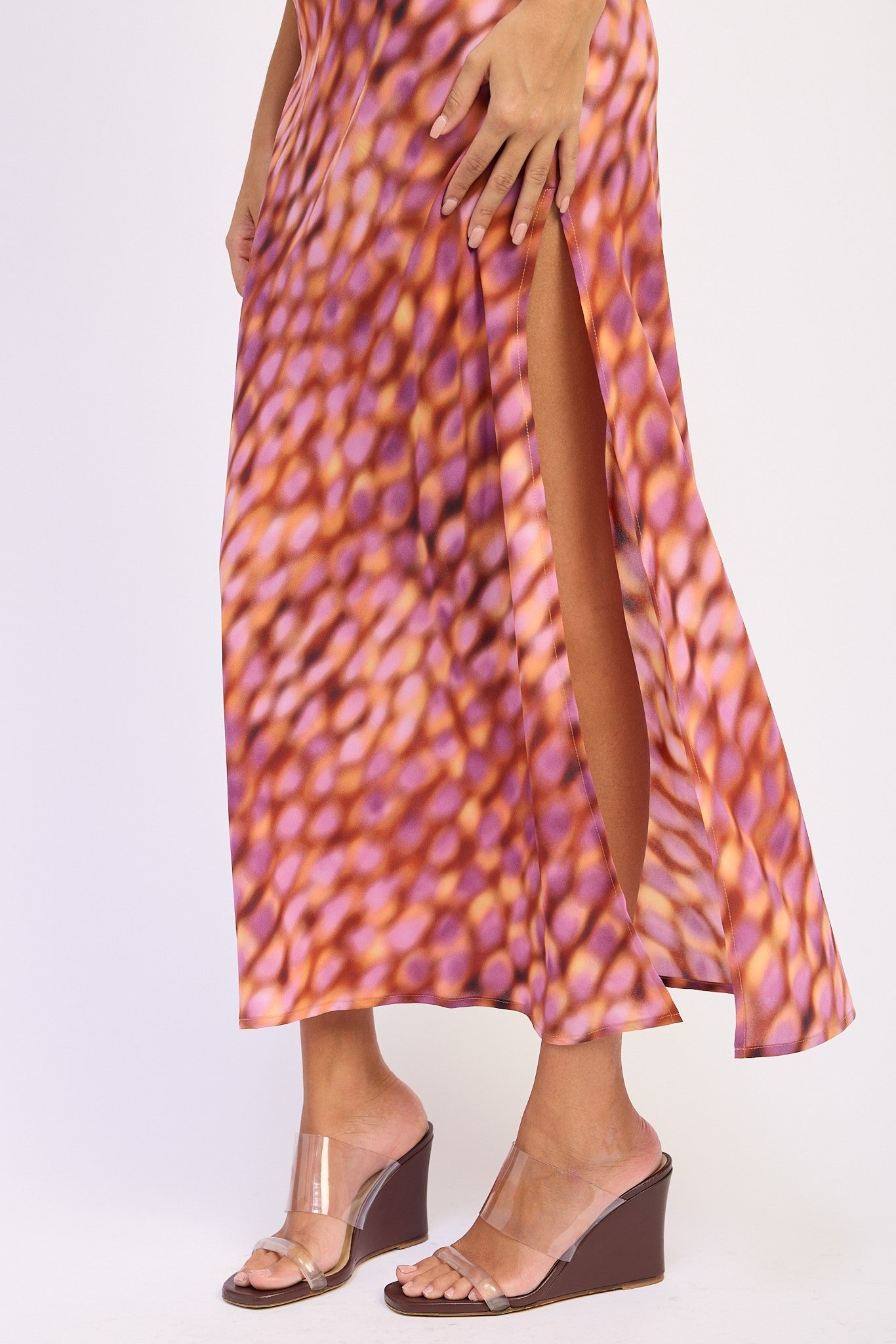 Cowl Neck Maxi Satin Dress