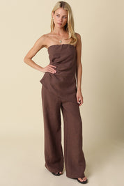 Rita Draped Strapless Linen Top