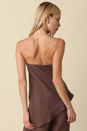 Rita Draped Strapless Linen Top