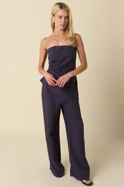 Rita Draped Strapless Linen Top