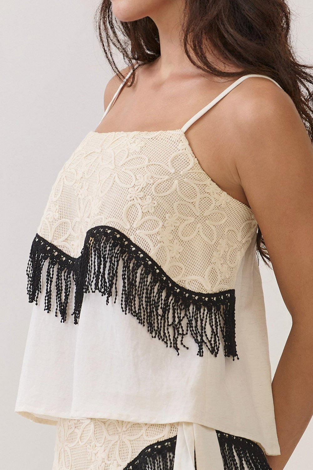 Lace Fringe Detail Top