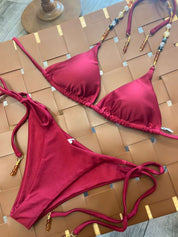 Burgundy Take Me To Az Bikini Set