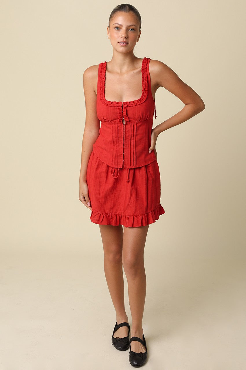 May Ruffle Trim Tie Back Top