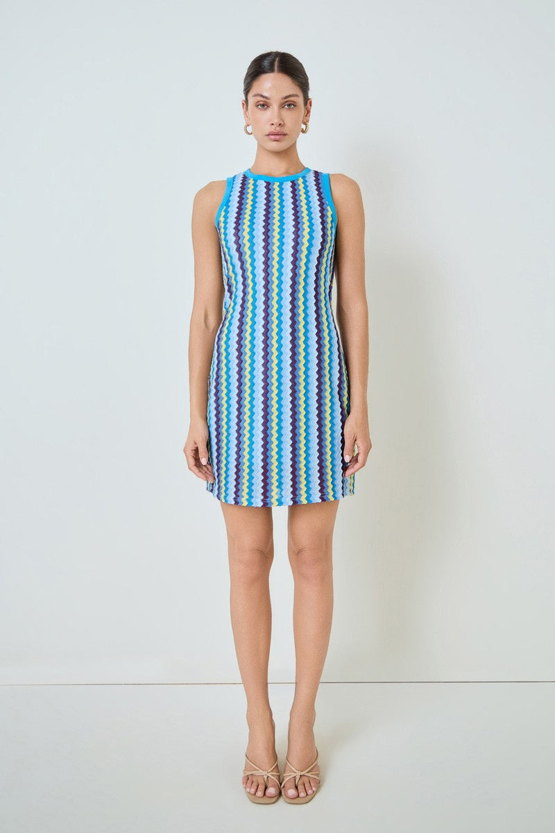 Zigzag Knit Mini Dress
