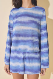 Chevron Patterned Bell Sleeve Sweater