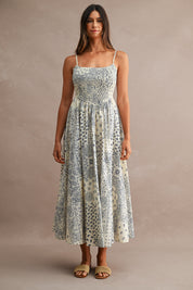 Paisley Print Adjustable Spaghetti Strap Midi Dress