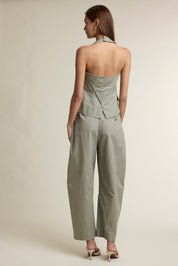Square Neckline Halter Vest Top And Pants Set
