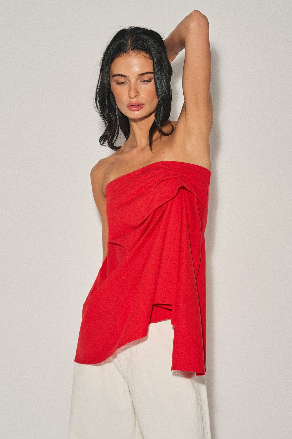 Ladies Knit Pleated Strapless Top